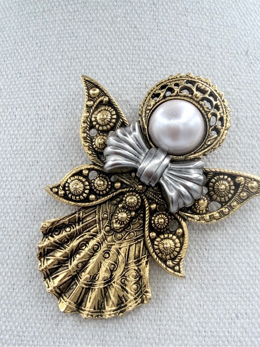 Jac Win Vintage 80’s Guardian Angel Pendant Pin Brooch Protection Jewelry